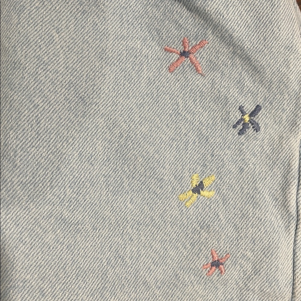 Levi's Sky Blue Denim Embroidered Daisies Frayed Shorts - Picture 5 of 5